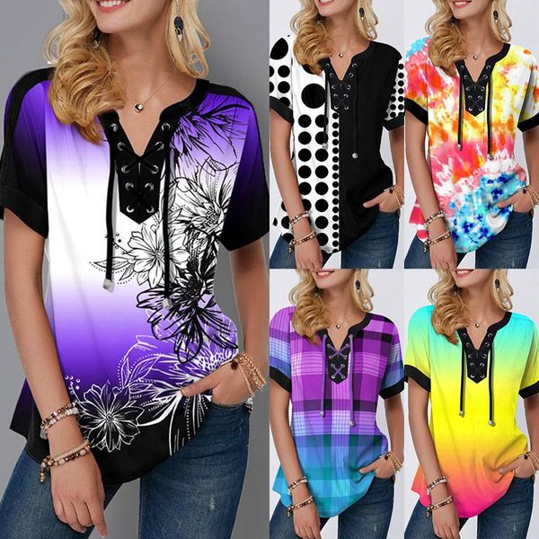 

women's t-shirt 2021 fashion printing floral casual t shirt for women ladies summer cooling short sleeve soft comfortable shirts, White