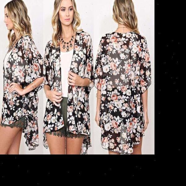 

2021 new ethinc women summer shirt vintage floral print blouses casual hippie boho kimono cardigan ladies long blusas, White