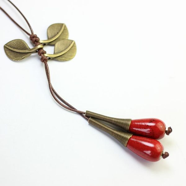 

pendant necklaces women vintage ceramic necklace female china national wind sweater long accessories, Silver