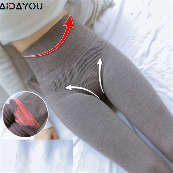 Leggings a vita alta Ispessimento termico Caldo per le donne Ragazza in inverno Vestibilità attillata Cotone elasticizzato molto elastico Lana morbida ouc3939b 211204