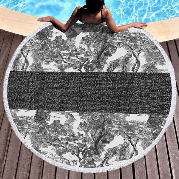 

casual letter round beach towel fashion summer water absorption bath towels polyester classic home gift