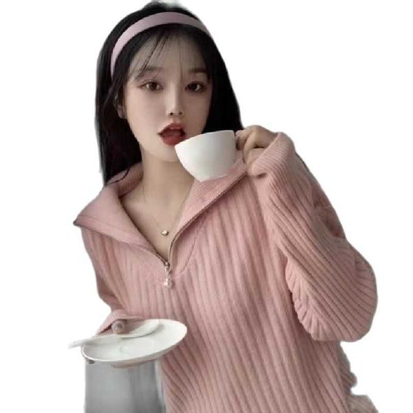 

women's sweaters lapel pullovers solid color oversized winter clothes, White;black