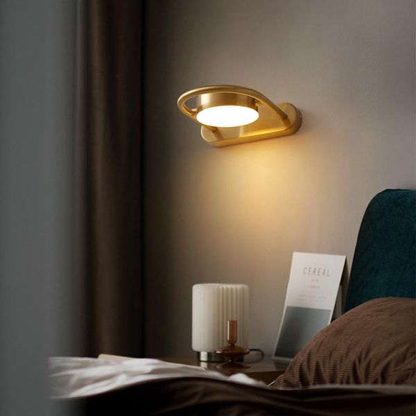 

modern minimalist wall lamps living room bedroom bedside 12w 220v led sconce golden copper staircase aisle lighting fixture
