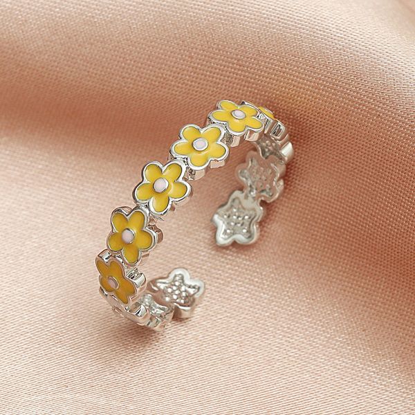 

women sunflower summer beach feet rings good luck daisy flower toe unique feet rings for girls gifts, Silver