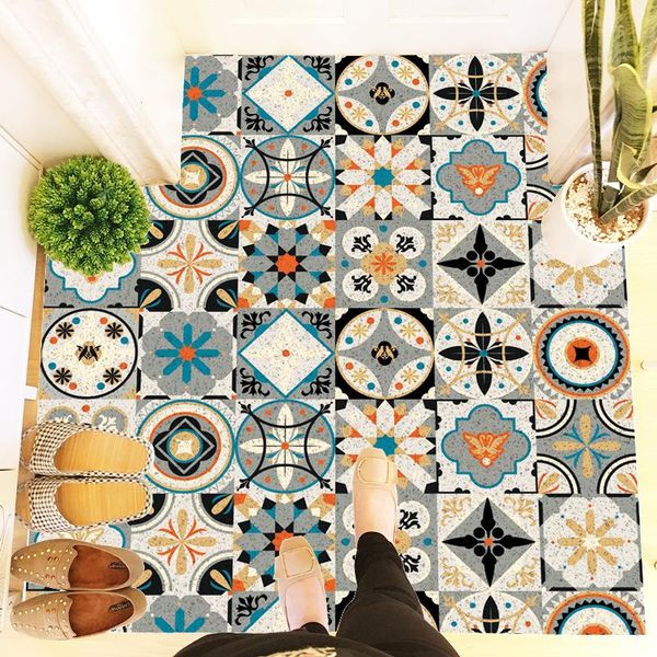 

carpets elastic wire loop pvc floor mat customizable rug european classical lattice door diy entrance carpet bathroom non-slip