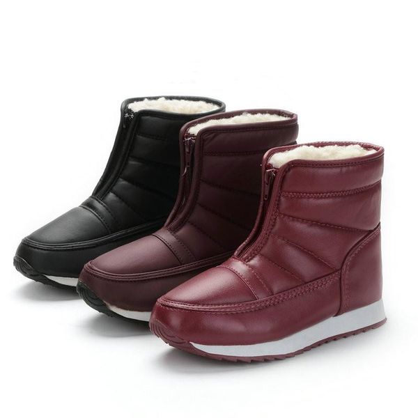 

boots waterproof men winter shoes couple snow warm fur antiskid bottom keep mother casual zipper, Black