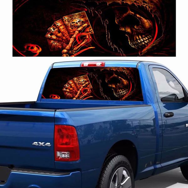 

poker gimmick skull rear window glass car sticker suv car pickup personality modified autos decals anti-high beam