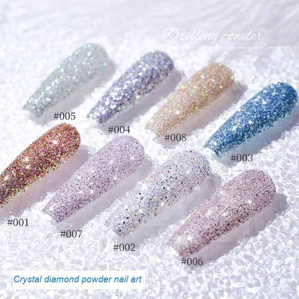 

nail glitter 8 colors crystal diamond super shinny art powder decoration waterproof long lasting diy tool, Silver;gold