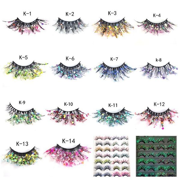 

lash extenions glow in the dark luminous sequins lashes fluorescent green bright colorful bulk classic individual eyelash extension
