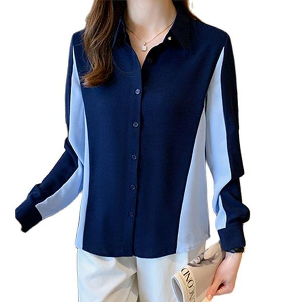 

women's blouses & shirts patchwork print ladies spring autumn long sleeve blusas mujer, White
