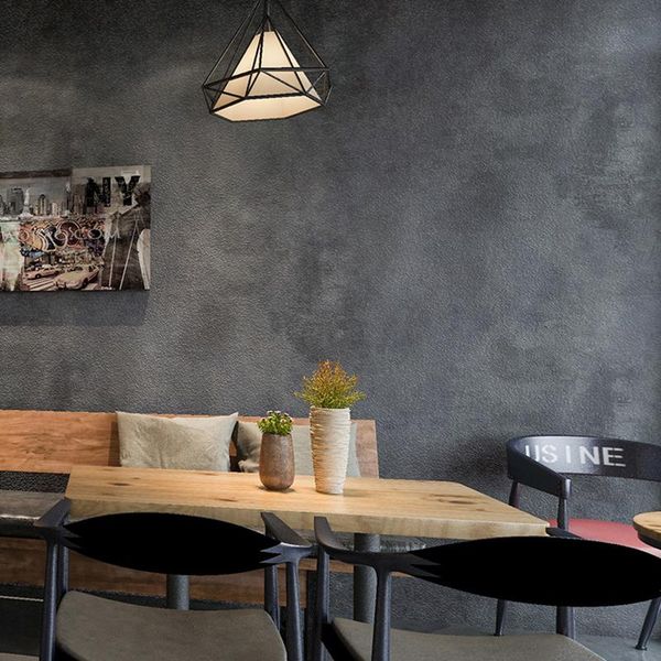 

dark gray vintage concrete wall effect wallpaper retro plain texture pvc wall paper bedroom living room background decor