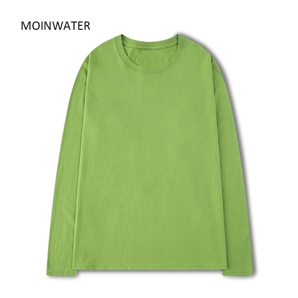 

moinwater women 100% cotton long sleeve t shirts for autumn female green purple spring solid tees mlt2138 220312, White