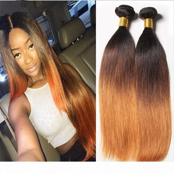 

virgin malaysian #1b 4 30 ombre human hair weaves silky straight malaysian 3bundles dark roots three tone ombre hair wefts extensions, Black