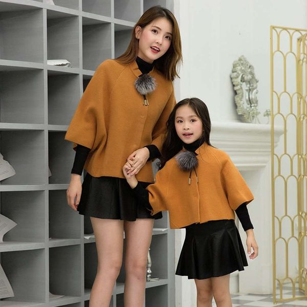 

foreign fashion women's 2021 sle new shawl sweater girl's skirt net red parent child drs autumn and winter thickened cape, Blue