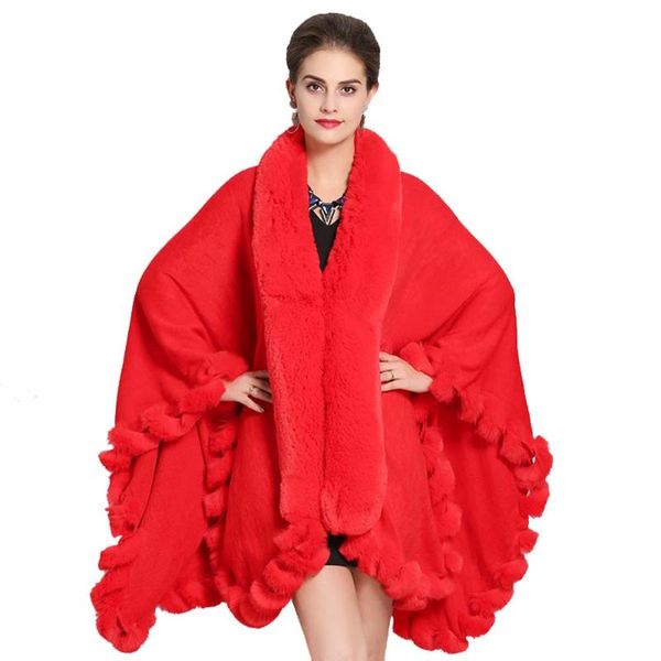 Mulheres Faux Faux Collar Moda Plus Size Shawl Coat Ladies Cloak