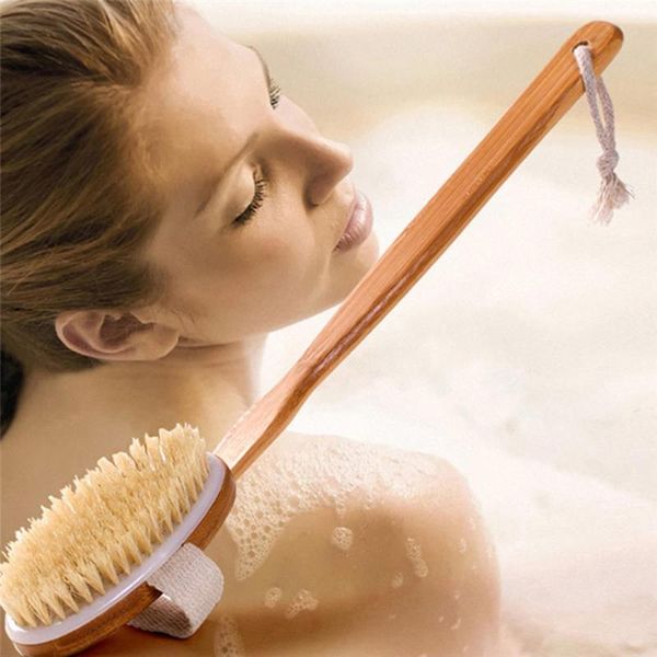 

bath brushes, sponges & scrubbers long handle wooden natura bristle body brush scrubber lbrush scrubs bodys treatment massager shower back s