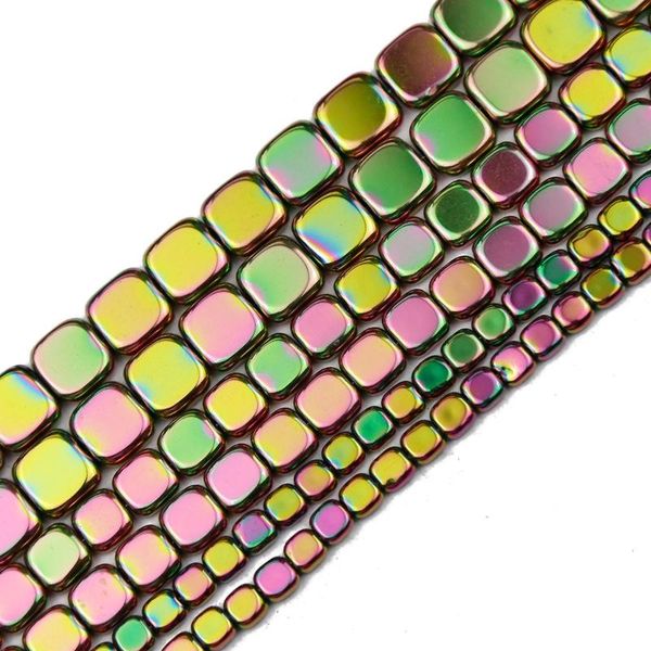 

jhnby 4/6/8mm new green flat square shape hematite natural stone spacers loose beads for jewelry making diy handmade accessories