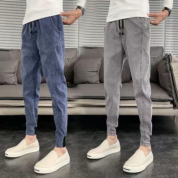 

j389-spring and summer jeans men's loose straight tube men's pants business pants, Blue