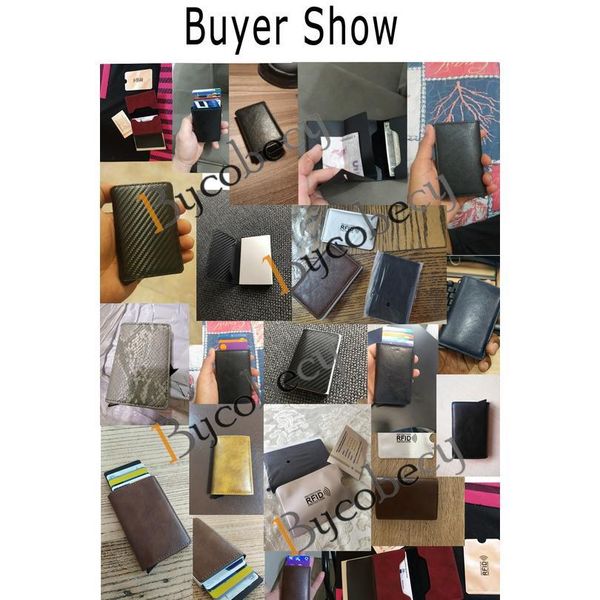 

bycobecy 2020 men card wallet credit card holder men and women metal rfid vintage aluminium box crazy horse pu leather qylcll