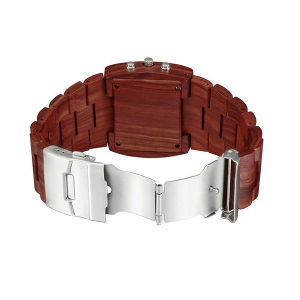 

electronic dual movement wooden men's watch quartz, Slivery;brown