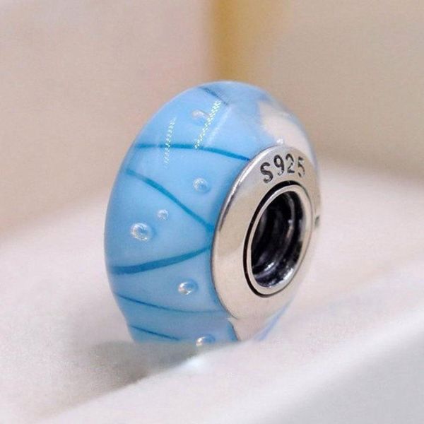 

925 sterling silver screw core blue looking murano glass beads fit style jewelr bracelets jewelry it was delivered., Crystal