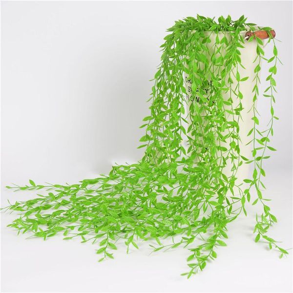 

12pcs artificial rattan vine fake plastic leaf garland foliage home plant decor