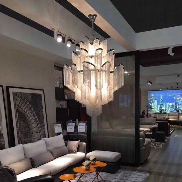 

chandeliers italian design silver art chandelier engineering luxury chain tassel aluminum led beautiful lighting