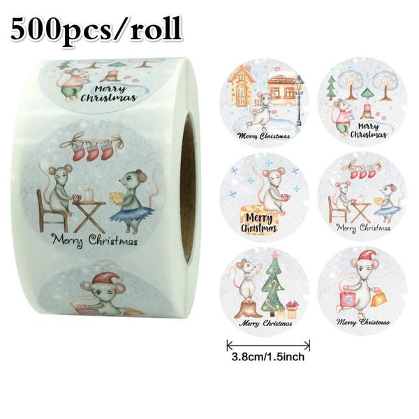 

500pcs/roll mouse merry christmas stickers round stickers envelope seal sticker