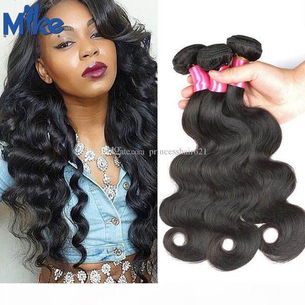

mikehair brazilian body wave hair weaves machine wefted wavy hair extensions 3 bundles peruvian malaysian indian remy human hair wholesale, Black