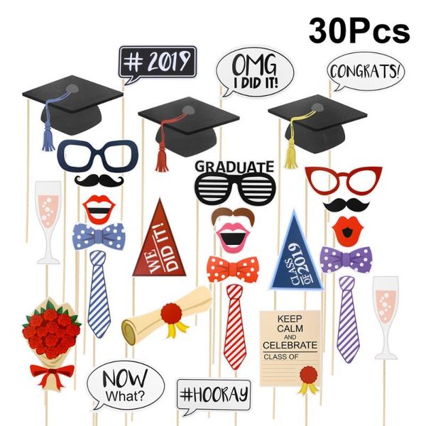 

class 2021 senior year graduation party decorations 30pcs p booth props trencher caps bow ties eyeglasses funny images pose