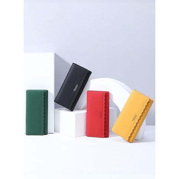 

wallets 2021 pu leather women long wallet female clutch lady purse zipper phone pocket card holder ladies, Red;black