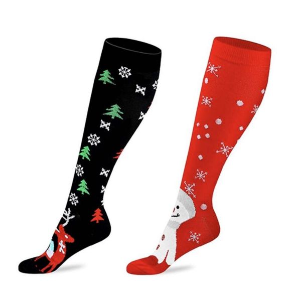 

sports socks christmas stockings casual compression long stretch outdoor funny elastic calf sport wearing, Black