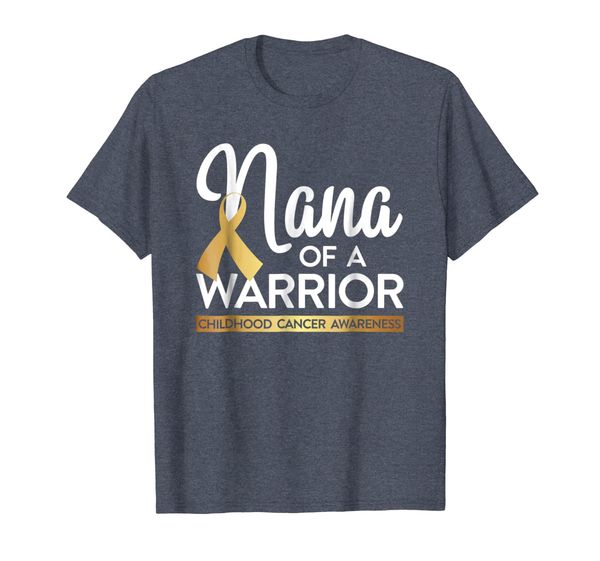 

nana of a warrior childhood cancer t-shirt gold ribbon, White;black