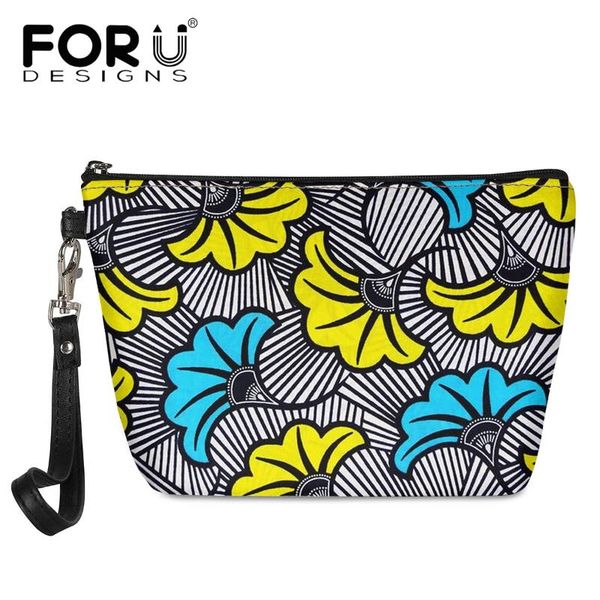 

forudesigns soft leather afircan tribal floral pattern women travel storage bag toiletries cosmetic bag portable make up bags
