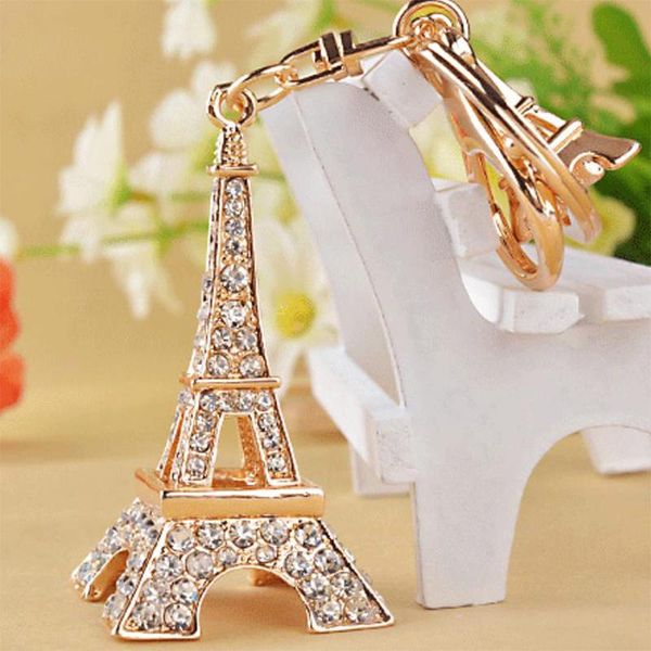 

keychains jewelry birthday souvenir gift accessories decorative rhinestone eiffel tower shaped cute key chain, Silver