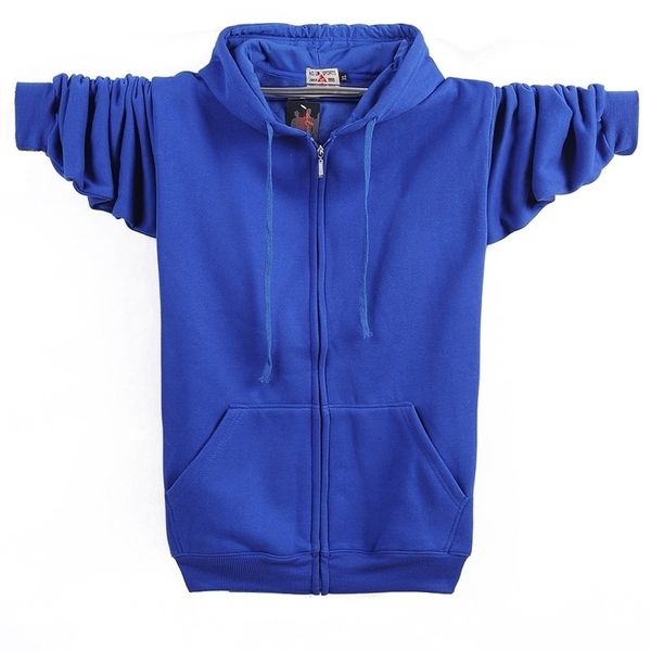 

autumn winter fashion zip-up 95% cotton loose hoody weatshirt women zipper velvet long coat boyfriend hooded blue plus size 201112, Black