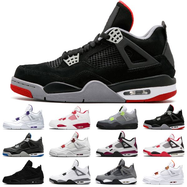 

new basketball shoes 4s man woman black court purple university red bred alternate motorsport orange metallic white cement pure money size 3