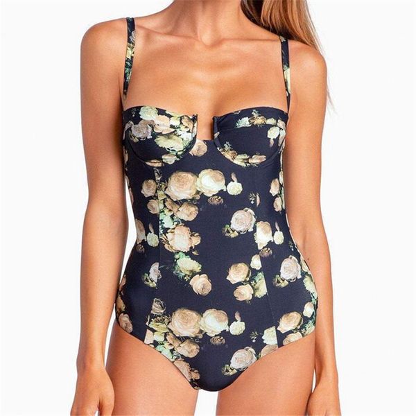 

one-piece suits women swimsuit floral animal print suspenders swimwear push-up bikini bathing suit maillot de bain femme monokini