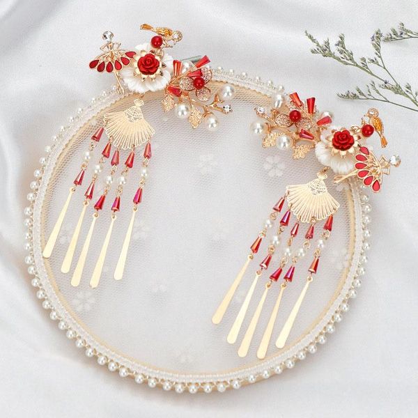 

hair clips & barrettes bride tiara show wo clothing toast dress headpiece tassel phoenix crown accessories classical wedding ml, Golden;silver