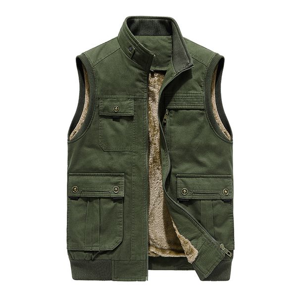

2021 new winter sleeveless man's wool jacket warm military pocket tactical 5xl men's coat jwxe, Black;white