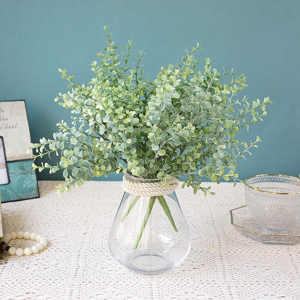 

decorative flowers & wreaths 7 forks fake plastic green plants wedding year christmas decorations vases for home artificial eucalyptus