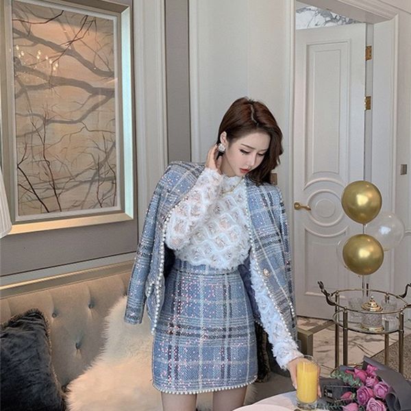 

women's jackets 286765 product female thin jacket with skirt lady in office spring sequins plaid clothes 5m04, Black;brown