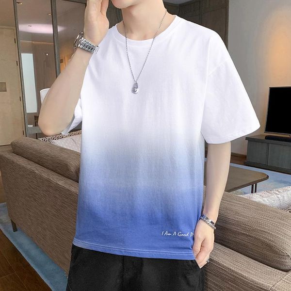 

men's t-shirts t shirts summer t-shirt youth 2021 fashion tees o-neck daily casual white black gradient color short-sleeved shirt
