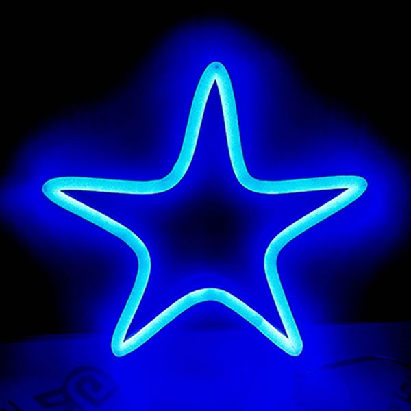 Blue Star Sign Opera d'arte visiva fatta a mano Bar Club KTV Decorazione da parete Luce al neon a LED 12 V Super luminosa