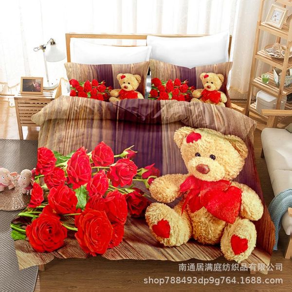 

bedding sets lovers couple gift valentine's day rose 3d print set flowers pattern single double quilt duvet cover pillowcase