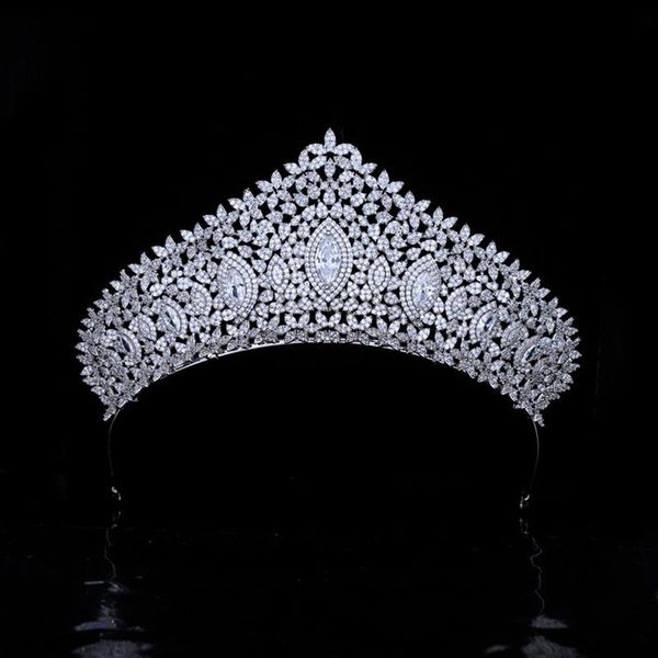 

hair clips & barrettes myfeivo full zircon marquise crown bride wedding tiara accessories headdress model banquet hq0590, Golden;silver