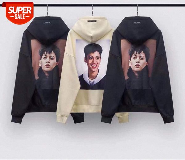 

street double-line portrait reflective letter hooded sweater #wu4o, Black