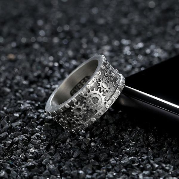 

cluster rings evbea design rotatable gear components and clock pointer steampunk ring for men women's jewelry accessories, Golden;silver