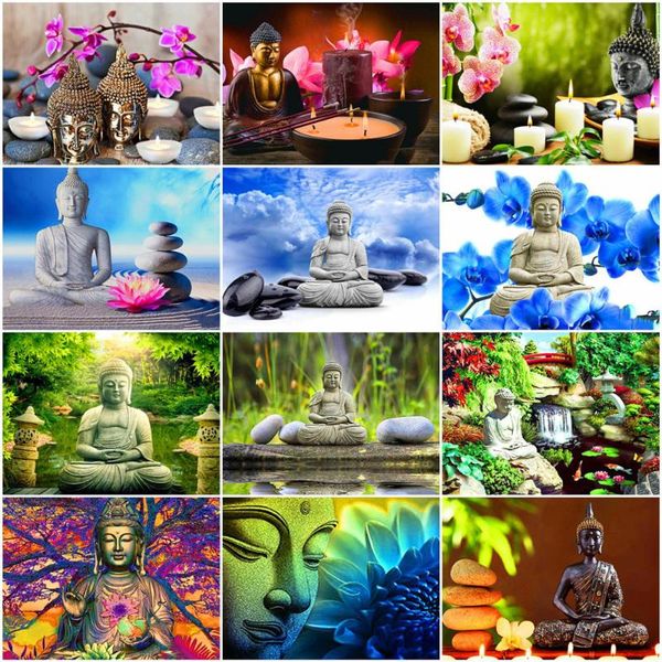 

paintings azqsd paint by number buddha drawing on canvas diy frame painting numbers portrait kits modern wall art gifts