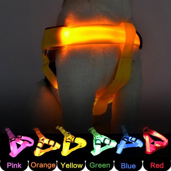 

dog collars & leashes rechargeable led harness leash safety flashing light for dogs cat pet set rope belt collar xl